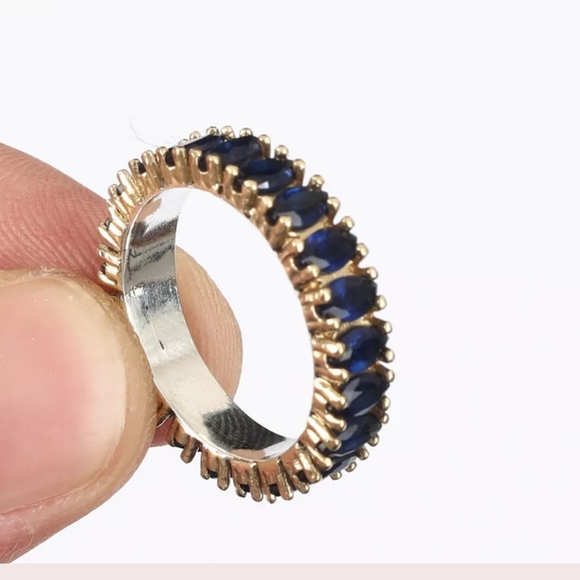 HUGE sz9 sapphire & sterling silver ring